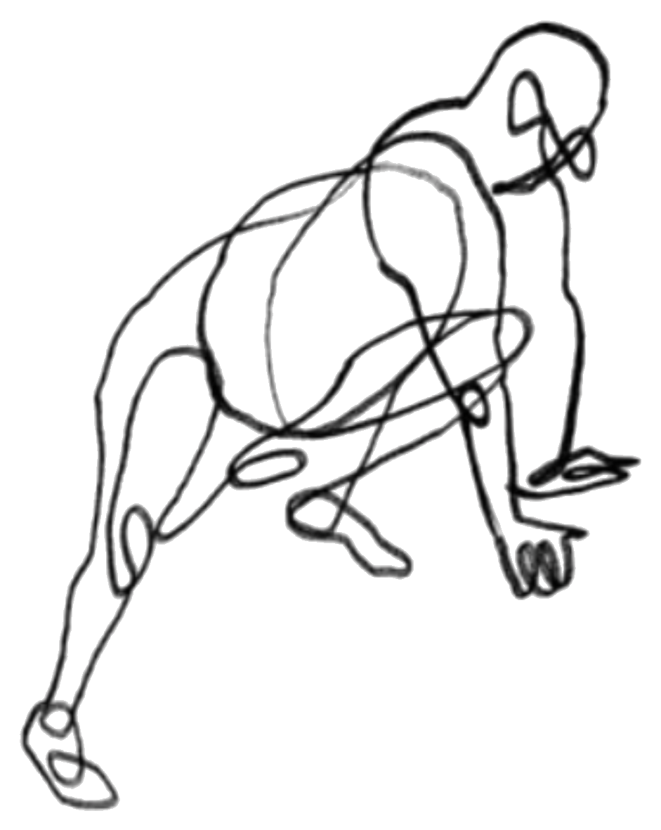 Line drawing of a running figure